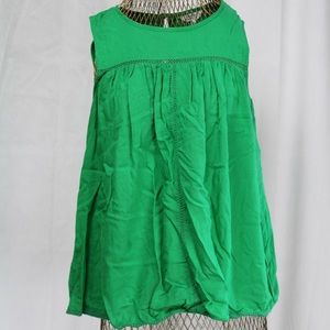 Casual green sleeveless babydoll top